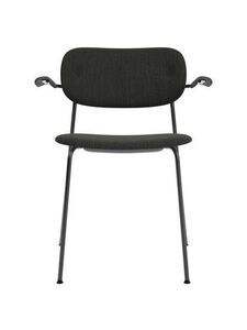 Audo Copenhagen - Co Dining Chair w/Armrest, Black Steel Base, Upholstered Seat and Back PC1T, Oak Arms, Black Oak, EU/US - CAL117 Foam, 0198 (Black), Re-wool, Re-wool, Kvadrat