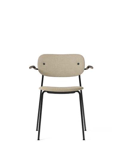 Audo Copenhagen - Co Dining Chair w/Armrest - Black Base - Dark Oak Arms - Beige Bouclé