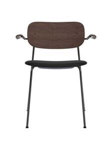 Audo Copenhagen - Co Dining Chair w/Armrest - Black Base - Dark Oak Back and Arms - Sort læder