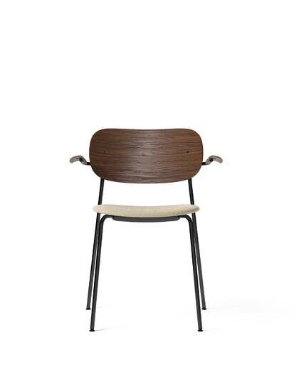 Audo Copenhagen - Co Dining Chair w/Armrest - Black Base - Dark Oak Back and Arms - Beige Bouclé