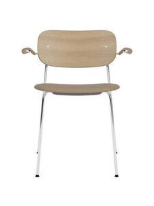 Audo Copenhagen - Co Dining Chair w/Armrest - Chrome Base - Neutral Oak Back and Arms - Stone