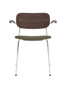 Audo Copenhagen - Co Dining Chair w/Armrest - Chrome Base - Dark Oak Back and Arms - Army