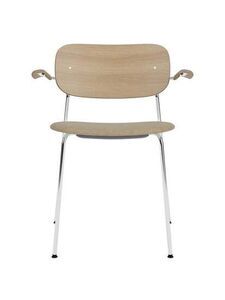 Audo Copenhagen - Co Dining Chair w/Armrest - Chrome Base - Natural Oak Back and Arms - Beige Bouclé