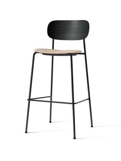 Audo Copenhagen - Co Bar Chair - Black Base - Black Oak Veneer Backrest - Beige Bouclé