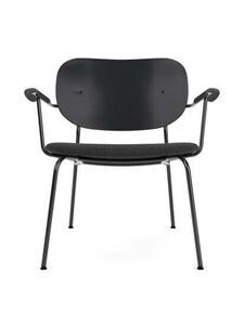 Audo Copenhagen - Co Lounge Chair, Black Steel Base, Upholstered Seat PC1T, Oak Back, Oak Armrest, Black Oak, EU/US - CAL117 Foam, 0198 (Black), Re-wool, Re-wool, Kvadrat