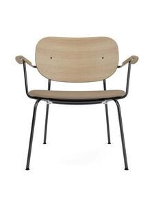 Audo Copenhagen - Co Lounge Chair, Black Steel Base, Oak, Upholstered Seat PC0L, Natural Oak, EU/US - CAL117 Foam, 1611 (Stone), Sierra, Sierra, Camo