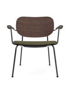 Audo Copenhagen - Co Lounge Chair, Black Steel Base, Oak, Upholstered Seat PC0L, Dark Stained Oak, EU/US - CAL117 Foam, 0441 (Army), Sierra, Sierra, Camo