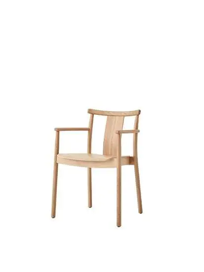 Audo Copenhagen - Merkur, Dining Chair w/Armrest, Natural Oak Base, Natural Oak Seat, Backrest and Armrest