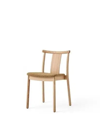 Audo Copenhagen - Merkur, Dining Chair, Natural Oak Base, Natural Oak Backrest, Upholstered Seat PC0T, EU/US - CAL117 Foam, 06 (Gold), Bouclé, Bouclé, Audo