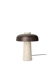 Audo Copenhagen - Reverse Table Lamp, Travertine, Bronzed Brass