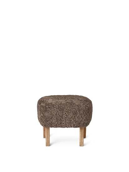 Audo Copenhagen - Ingeborg, Ottoman, Oak Legs, Upholstered With PC3L, Natural Oak, EU - HR Foam, Sheepskin Curly (Sahara), Sheepskin Curly, Skandilock