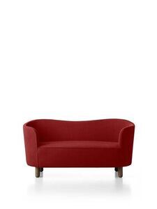 Audo Copenhagen - Mingle, Sofa, Oak Legs, Upholstered With PC3T, Dark Stained Oak, EU - HR Foam, 0582 (Red), Vidar, Vidar, Kvadrat