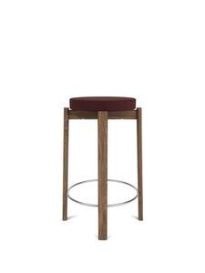 Audo Copenhagen - Passage Counter Stool, Walnut Base. Seat Upholstered With PC3T, Steel Ring, Stainless Steel, EU - HR Foam, 0693 (Burgundy), Vidar, Vidar, Kvadrat