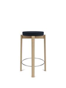 Audo Copenhagen - Passage Counter Stool, Natural Oak Base, Seat Upholstered With PC3T, Steel Ring, Stainless Steel, EU - HR Foam, 0786 (Dark Blue), Vidar, Vidar, Kvadrat