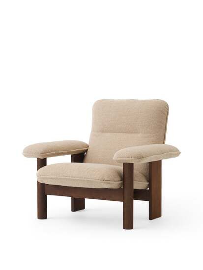 Audo Copenhagen - Brasilia Lounge Chair, Solid Dark Stained Oak, PC0T, EU/US - CAL117 Foam, 02 (Beige), Bouclé, Bouclé, Audo