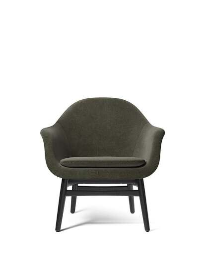 Audo Copenhagen - Harbour Lounge Chair, Oak Base, Upholstered Seat and Cushion PC2T, Black Oak, EU/US - CAL117 Foam, 0961 (Green) Fiord, Fiord, Kvadrat