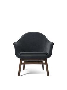 Audo Copenhagen - Harbour Lounge Chair, Oak Base, Upholstered Seat and Cushion PC2T, Dark Stained Oak, EU/US - CAL117 Foam, 0981 (Black) Fiord, Fiord, Kvadrat