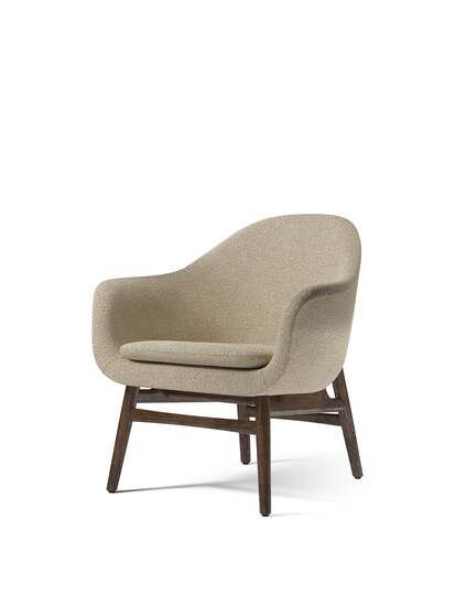 Audo Copenhagen - Harbour Lounge Chair, Oak Base, Upholstered Seat and Cushion PC0T, Dark Stained Oak, EU/US - CAL117 Foam, 02 (Beige), Bouclé, Bouclé, Audo