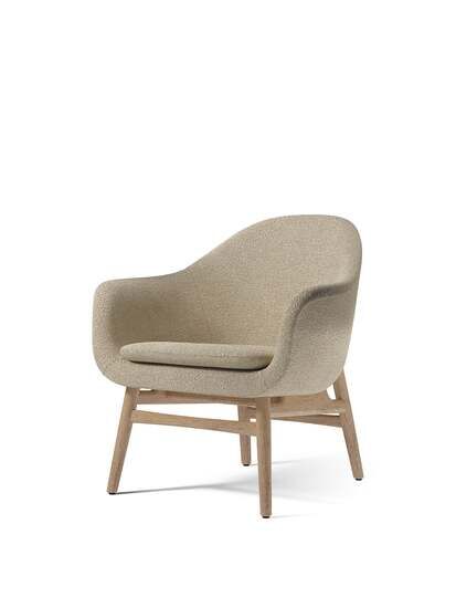 Audo Copenhagen - Harbour Lounge Chair, Oak Base, Upholstered Seat and Cushion PC0T, Natural Oak, EU/US - CAL117 Foam, 02 (Beige), Bouclé, Bouclé, Audo