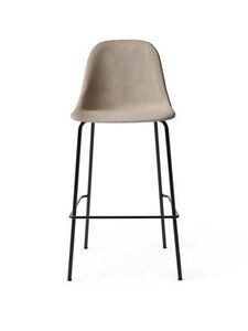 Audo Copenhagen - Harbour Side Bar Chair, Steel Base, Seat Height 75cm, Upholstered Shell PC1T, Black Base, EU/US - CAL117 Foam, 0233 Remix (Grey), Remix, Kvadrat