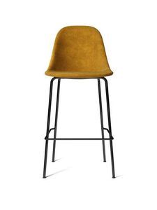 Audo Copenhagen - Harbour Side Bar Chair, Steel Base, Seat Height 75cm, Upholstered Shell PC1T, Black Base, EU/US - CAL117 Foam, 1-3114-041 Champion (Brown), Champion, JAB