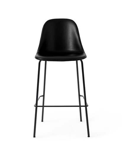 Audo Copenhagen - Harbour Side Bar Chair, Steel Base, Seat Height 75cm, Upholstered Shell PC1L, Black Base, EU/US - CAL117 Foam, 0842 (Black), Dakar, Dakar, Nevotex