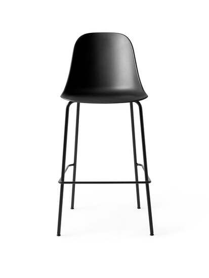 Audo Copenhagen - Harbour Side Bar Chair, Steel Base, Seat Height 75cm, Shell without Upholstery, Black Base, Shell, Black