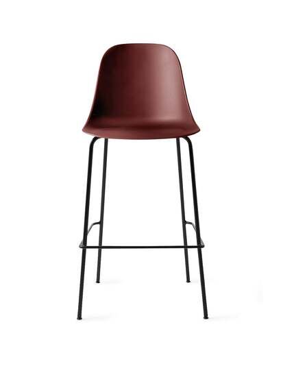 Audo Copenhagen - Harbour Side Bar Chair, Steel Base, Seat Height 75cm, Shell without Upholstery, Black Base, Shell, Burned Red