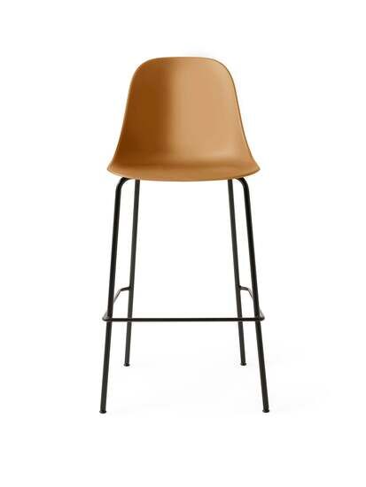 Audo Copenhagen - Harbour Side Bar Chair, Steel Base, Seat Height 75cm, Shell without Upholstery, Black Base, Shell, Khaki