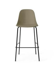 Audo Copenhagen - Harbour Side Bar Chair, Steel Base, Seat Height 75cm, Shell without Upholstery, Black Base, Shell, Olive