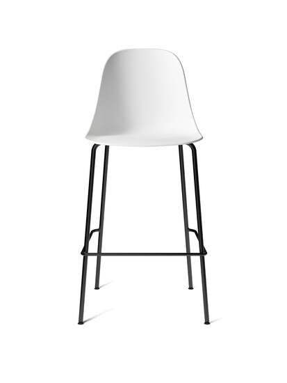 Audo Copenhagen - Harbour Side Bar Chair, Steel Base, Seat Height 75cm, Shell without Upholstery, Black Base, Shell, White