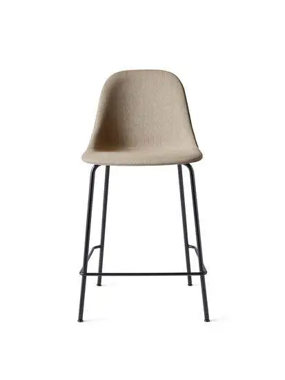 Audo Copenhagen - Harbour Side Counter Chair, Black Steel Base, Seat Height 65cm, Upholstered Shell PC1T, Black Base, EU/US - CAL117 Foam, 0233 Remix (Grey), Remix, Kvadrat