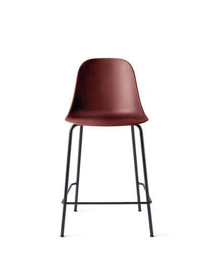 Audo Copenhagen - Harbour Side Counter Chair, Steel Base, Seat Height 65cm, Shell without Upholstery, Black Base, Shell, Burned Red