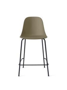 Audo Copenhagen - Harbour Side Counter Chair, Steel Base, Seat Height 65cm, Shell without Upholstery, Black Base, Shell, Olive