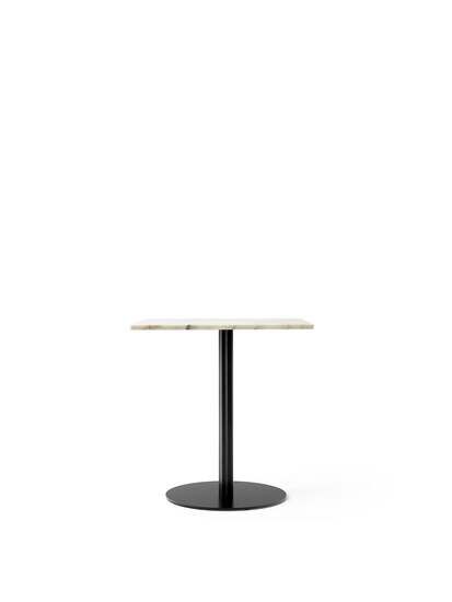 Audo Copenhagen - Harbour Column Dining Table, 
60 x 70 x H:73 cm, Black Steel Base, Estremoz Marble Off White Top