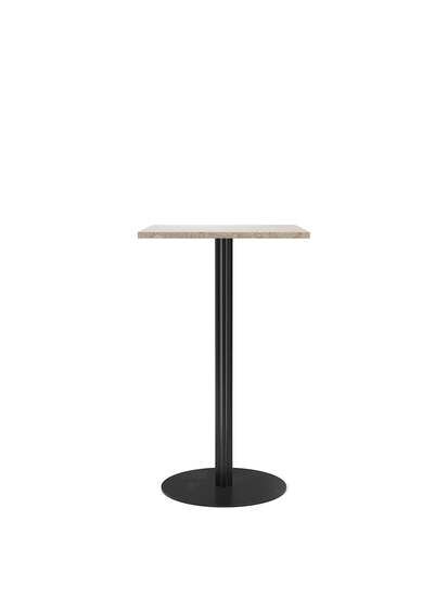 Audo Copenhagen - Harbour Column, Bar Table, 
60 x 70 x H:103 cm, Black Steel Base, Kunis Breccia Stone Top