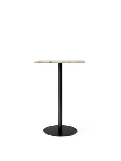 Audo Copenhagen - Harbour Column Bar Table, 
60 x 70 x H:103 cm, Black Steel Base, Estremoz Marble Off White Top