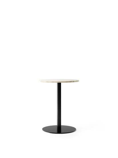 Audo Copenhagen - Harbour Column Dining Table, 
Ø60 x H:73 cm, Black Steel Base, Estremoz Marble Off White Top