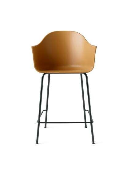 Audo Copenhagen - Harbour Counter Chair, Steel Base, Seat Height 65cm, Shell, Black Base, Shell, Khaki