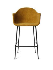 Audo Copenhagen - Harbour Bar Chair, Steel Base, Seat Height 75 cm, Upholstered Shell PC1T, Black Base, EU/US - CAL117 Foam, 1-3114-041 Champion (Brown), Champion, JAB