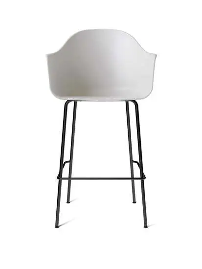 Audo Copenhagen - Harbour Bar Chair, Steel Base, Seat height 75 cm, Shell, Black Base, Shell, Light Grey