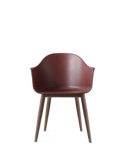 Audo Copenhagen - Harbour Dining Chair, Wood Base, Shell, Dark Stained Oak, Shell, Burned Red