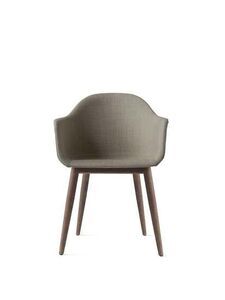 Audo Copenhagen - Harbour Dining Chair, Wood Base, Upholstered Shell PC1T, Dark Stained Oak, EU/US - CAL117 Foam, 0233 Remix (Grey), Remix, Kvadrat