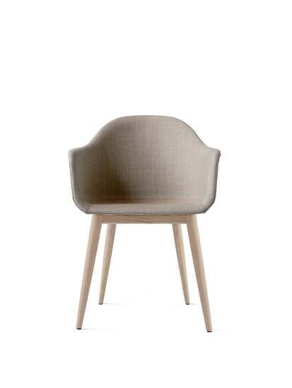 Audo Copenhagen - Harbour Dining Chair, Wood Base, Upholstered Shell PC1T, Natural Oak, EU/US - CAL117 Foam, 0233 Remix (Grey), Remix, Kvadrat