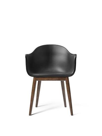 Audo Copenhagen - Harbour Dining Chair, Wood Base, Upholstered Shell PC1L, Dark Stained Oak, EU/US - CAL117 Foam, 0842 (Black), Dakar, Dakar, Nevotex