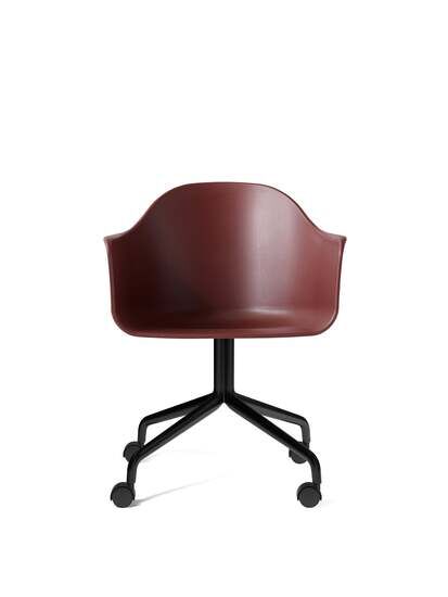 Audo Copenhagen - Harbour Dining Chair, Swivel Base w/Casters, Black Aluminum, Burned Red Shell