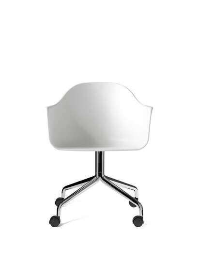 Audo Copenhagen - Harbour Dining Chair, Swivel Base w/Casters, Polished Aluminum, White Shell