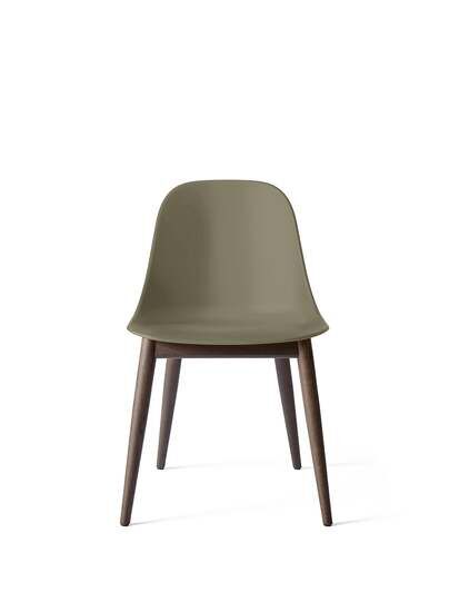 Audo Copenhagen - Harbour Side Dining Chair, Wood Base, Shell Without Upholstery, Dark Stained Oak, Shell, Olive