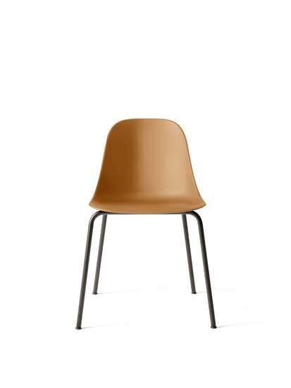 Audo Copenhagen - Harbour Side Dining Chair, Steel Base, Shell Without Upholstery, Black Base, Shell, Khaki