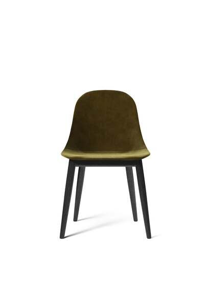 Audo Copenhagen - Harbour Side Dining Chair, Wood Base, Upholstered Shell PC1T, Black Oak, EU/US - CAL117 Foam, 1-3114-035 Champion (Green), Champion, JAB